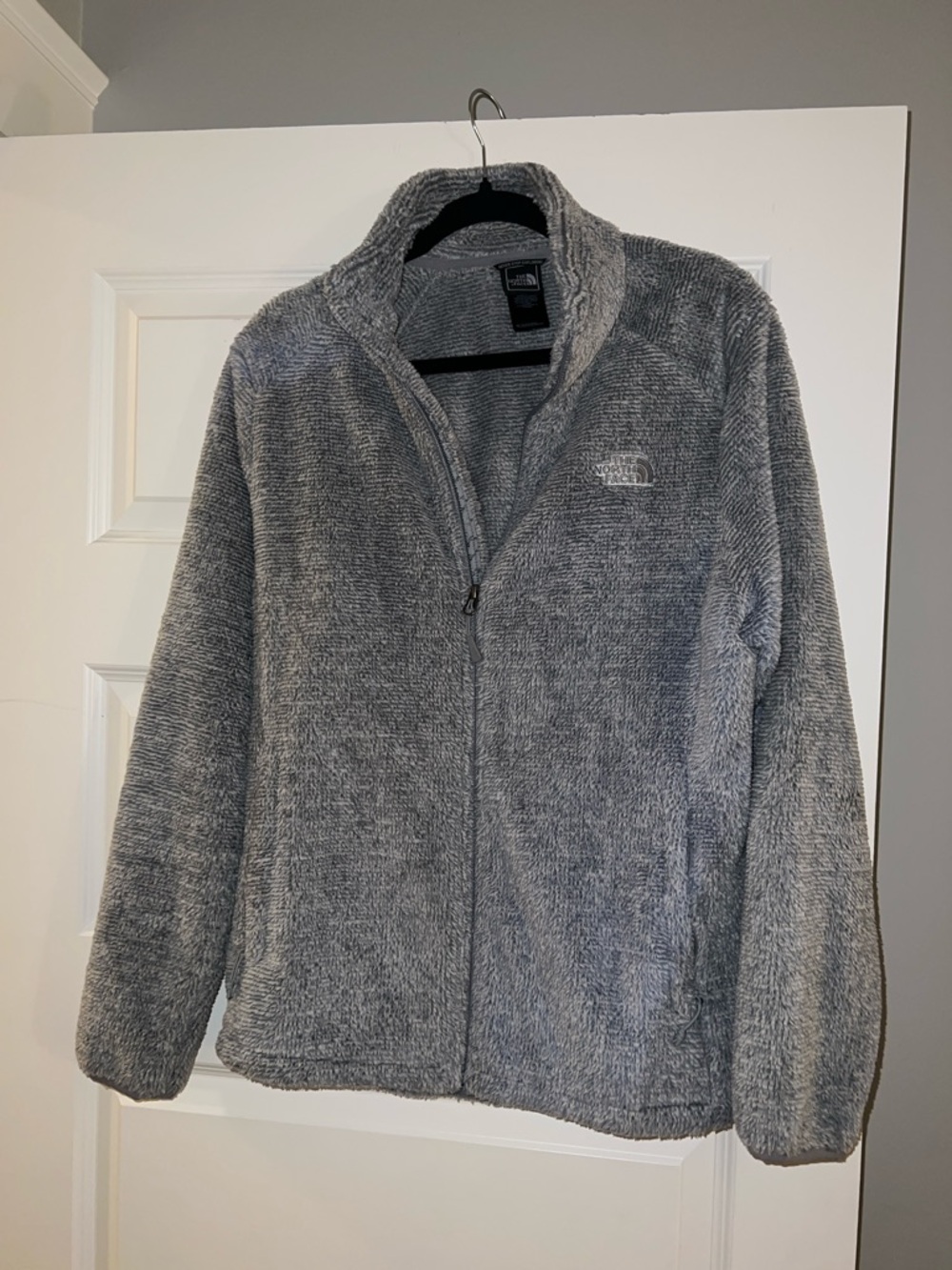 The North Face Heather Gray Plush Full-Zip Fleece